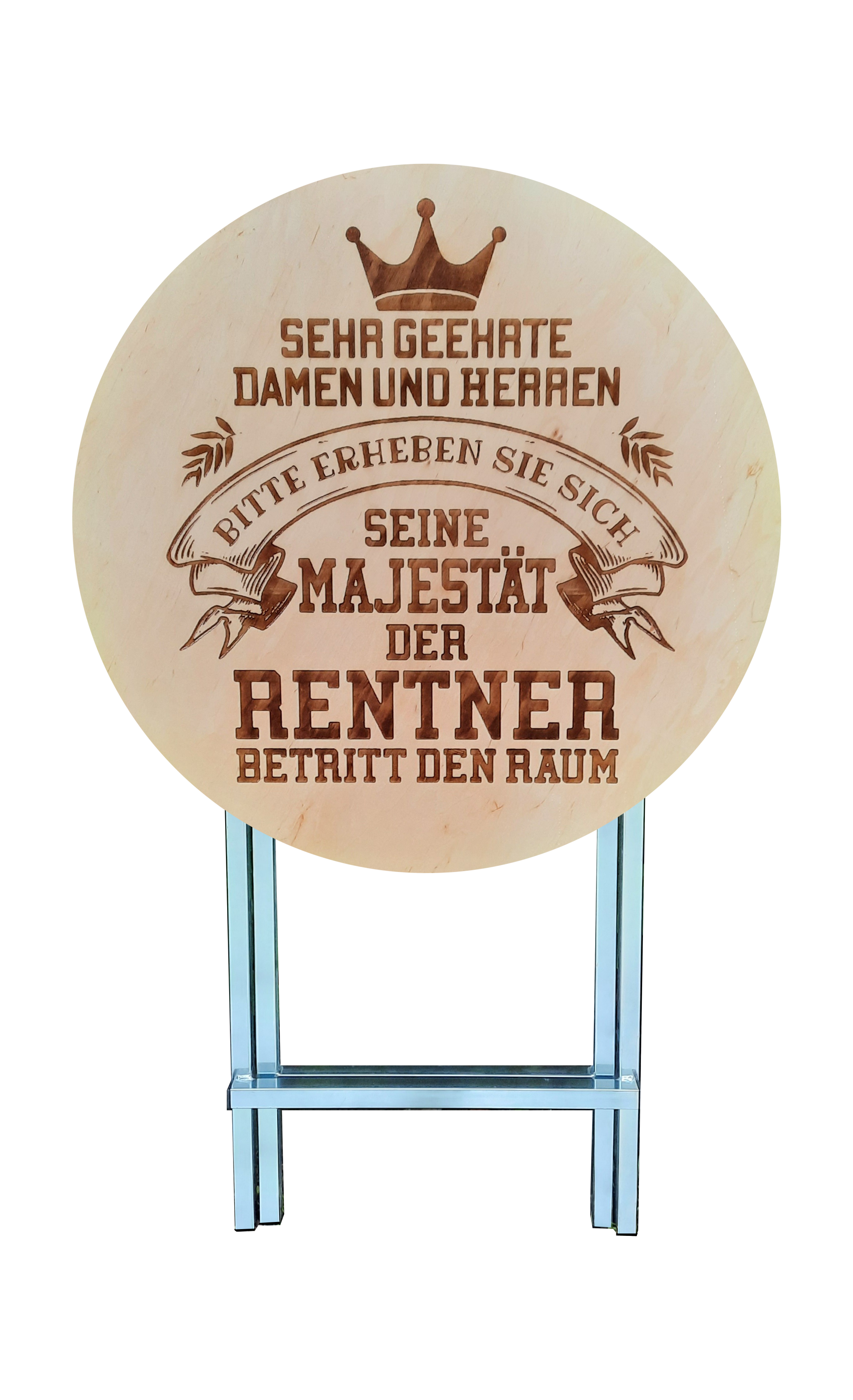 Stehtisch Ø 80 cm Tischplatte aus Birkenholz individuell gestaltbar