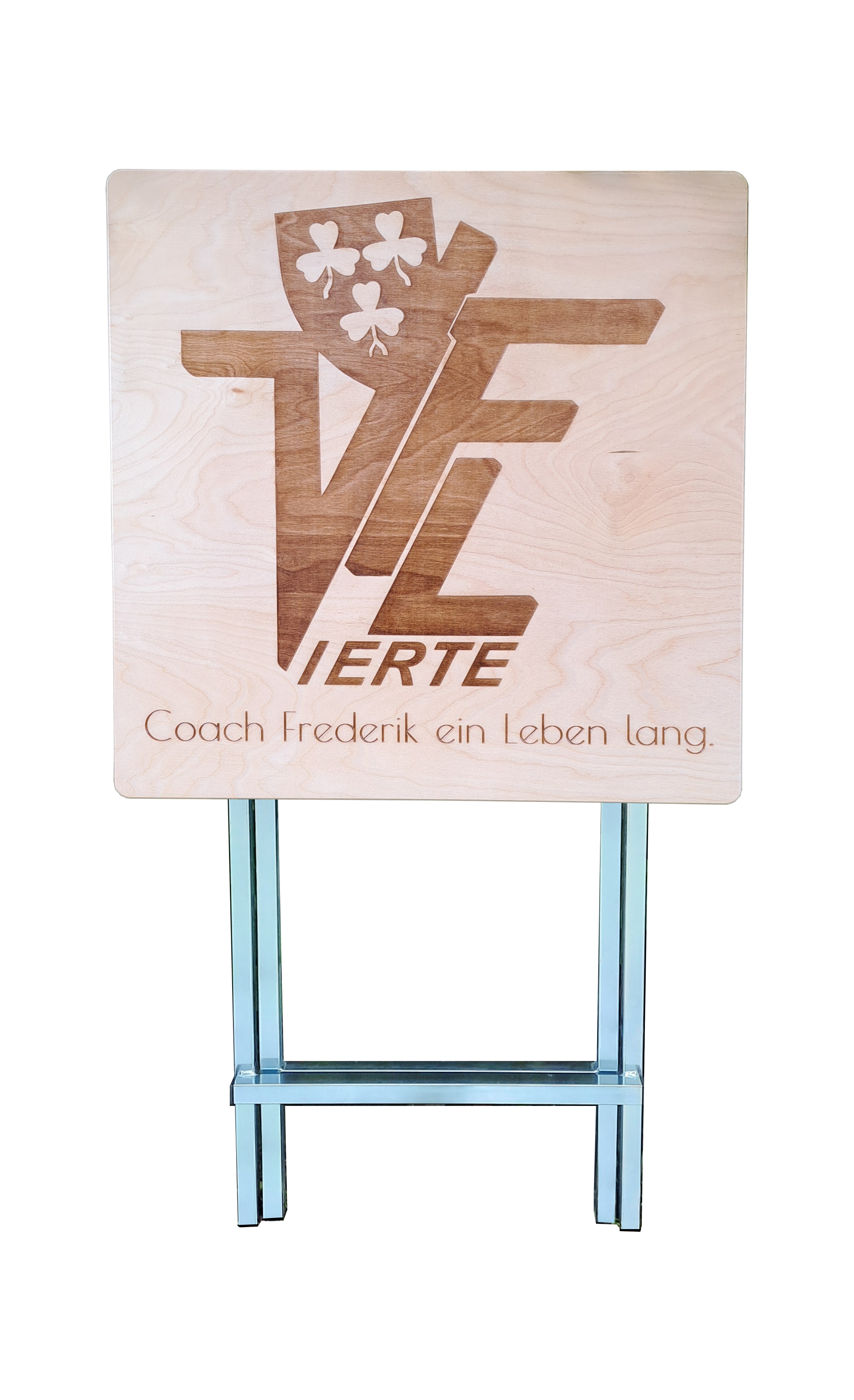 Stehtisch Eckig 70 x 70 cm Tischplatte aus Birkenholz individuell gestaltbar