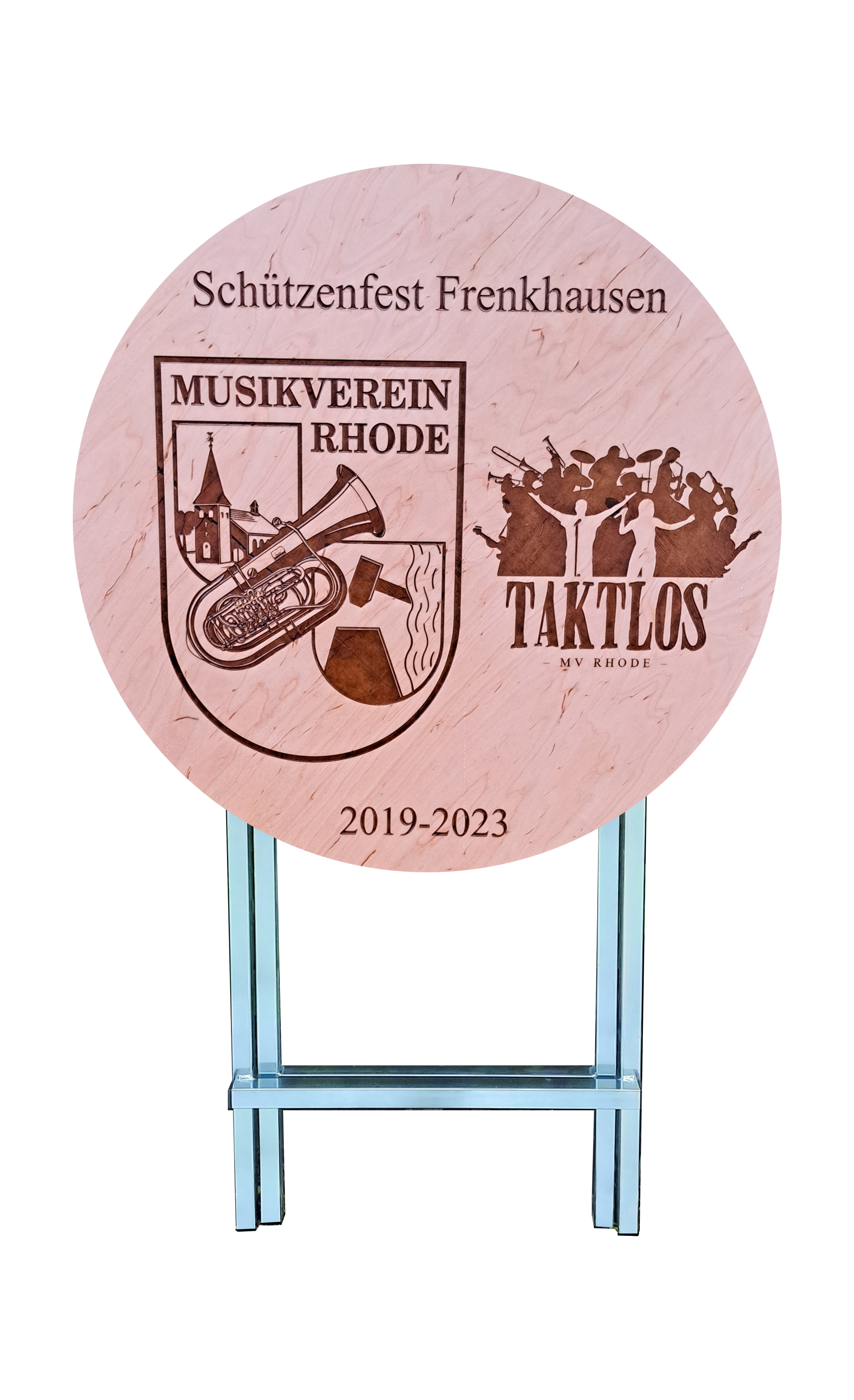 Stehtisch Ø 80 cm Tischplatte aus Birkenholz individuell gestaltbar