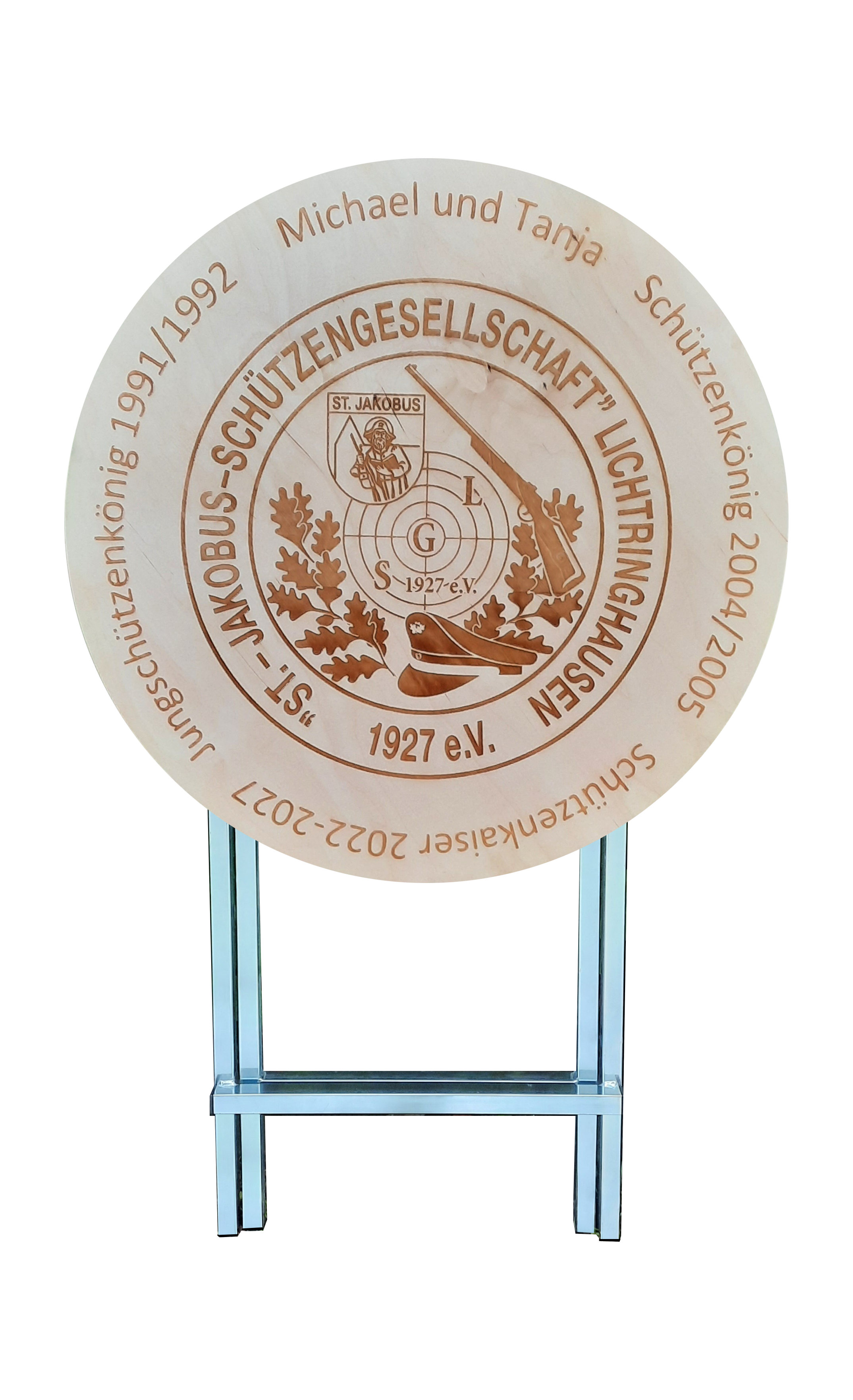 Stehtisch Ø 70 cm Tischplatte aus Birkenholz individuell gestaltbar