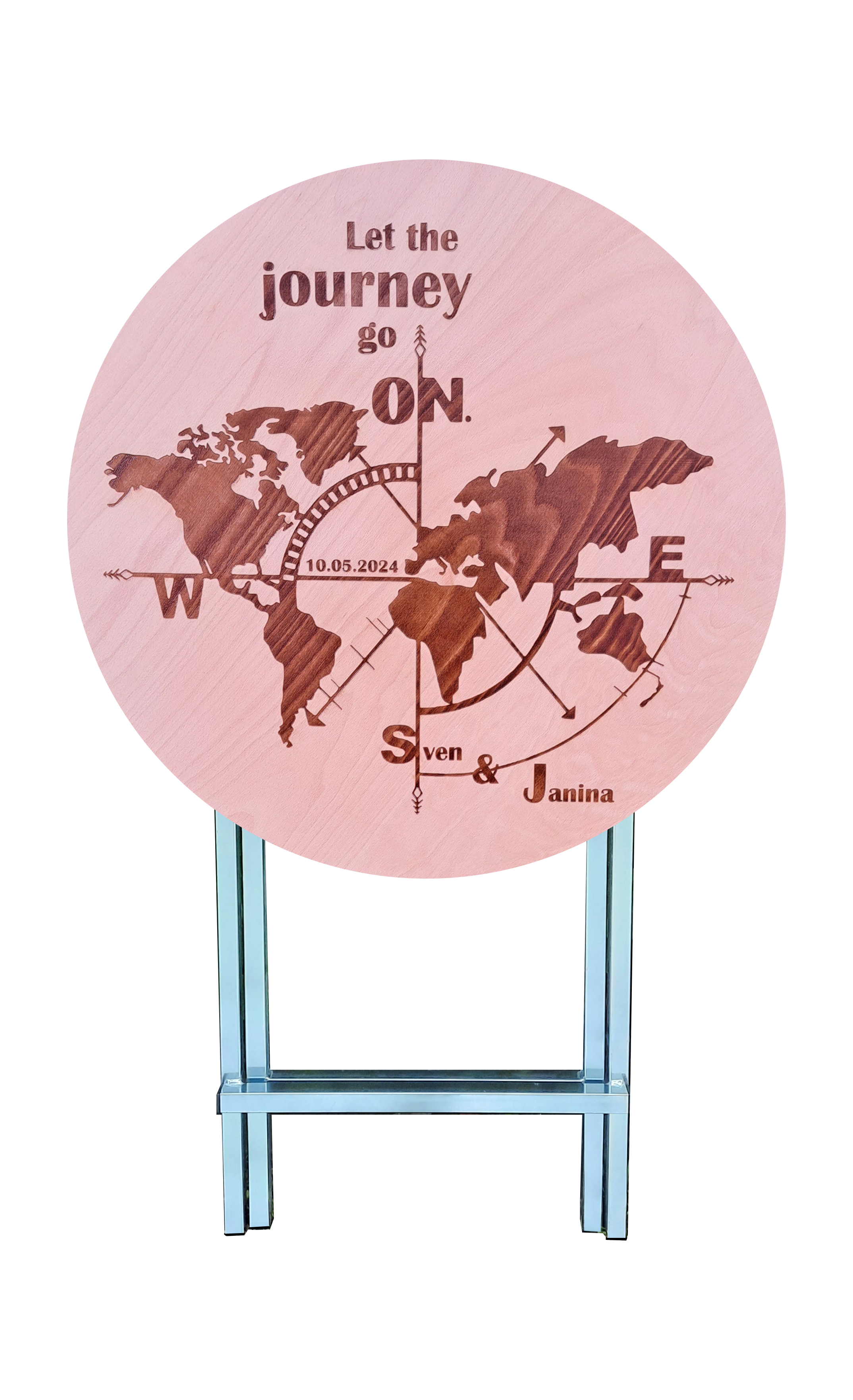 Stehtisch Ø 70 cm Tischplatte aus Birkenholz individuell gestaltbar