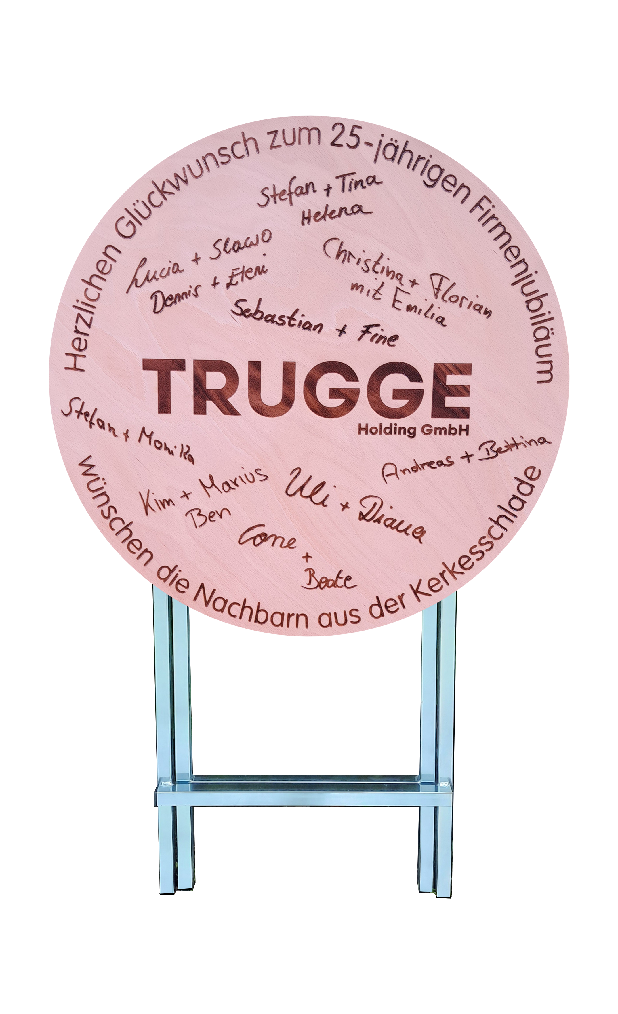 Stehtisch Ø 70 cm Tischplatte aus Birkenholz individuell gestaltbar