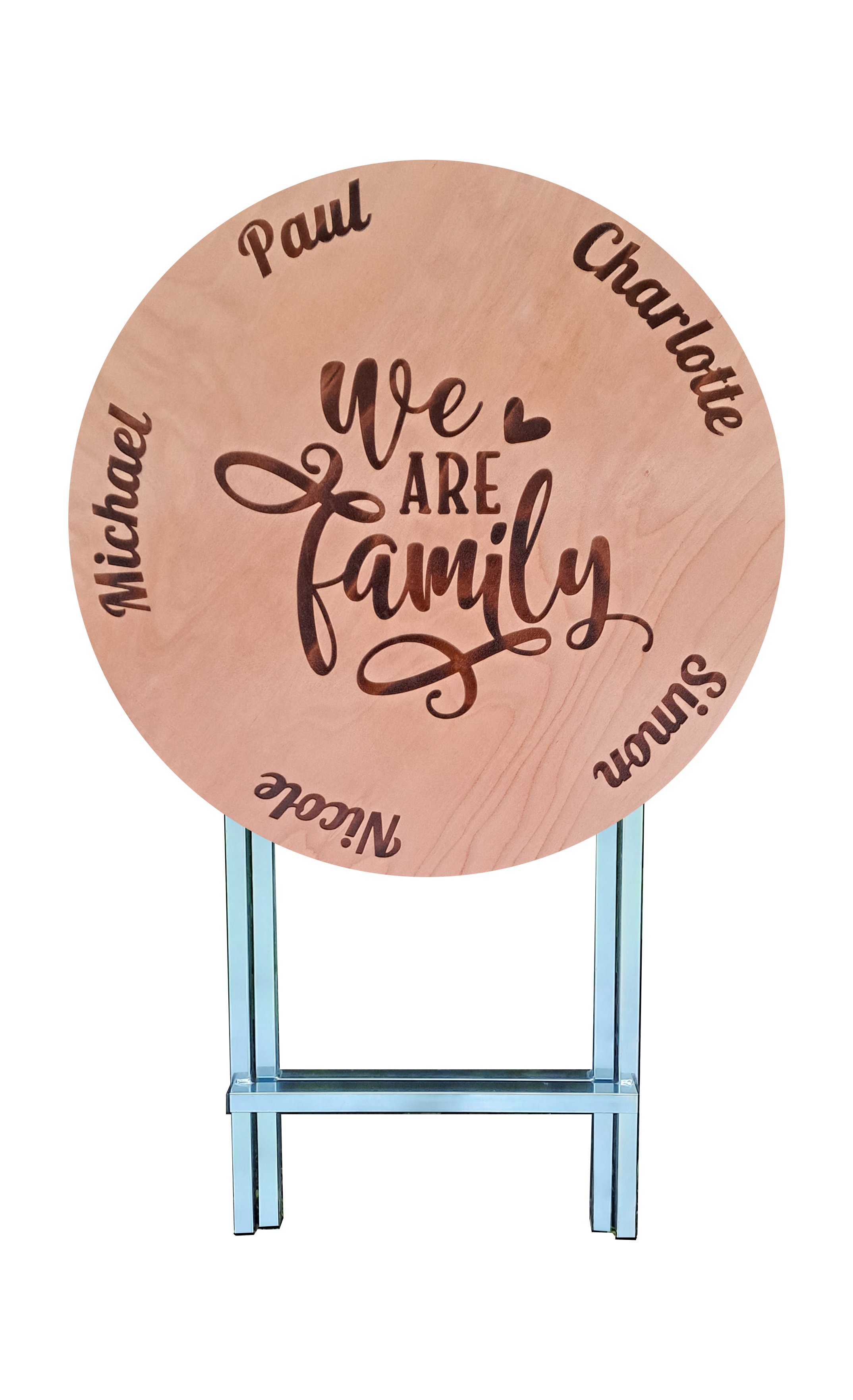 Stehtisch Ø 70 cm Tischplatte aus Birkenholz individuell gestaltbar