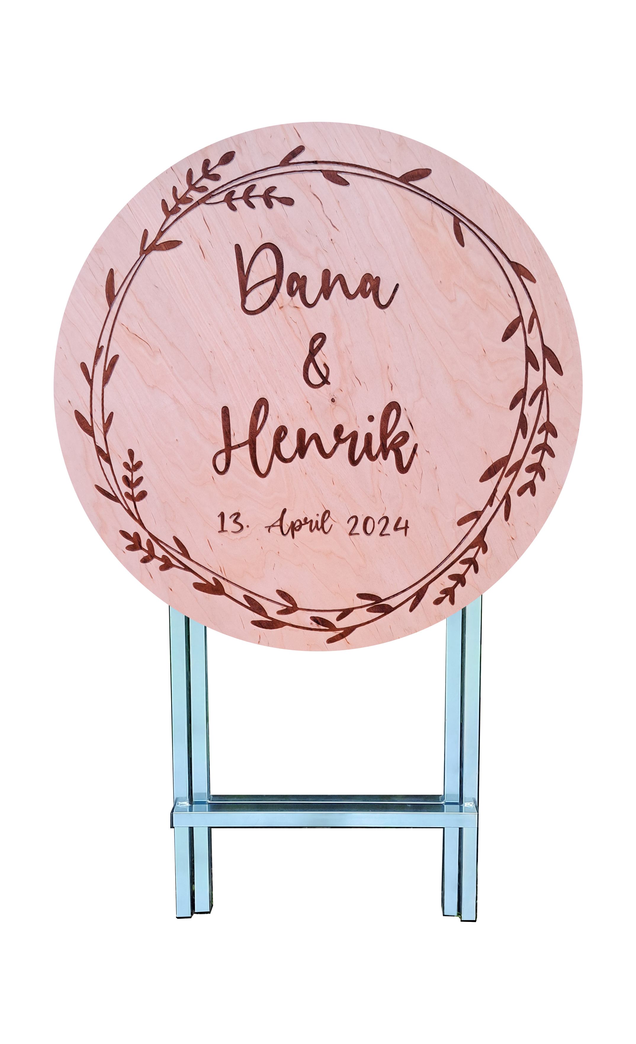 Stehtisch Ø 80 cm Tischplatte aus Birkenholz individuell gestaltbar