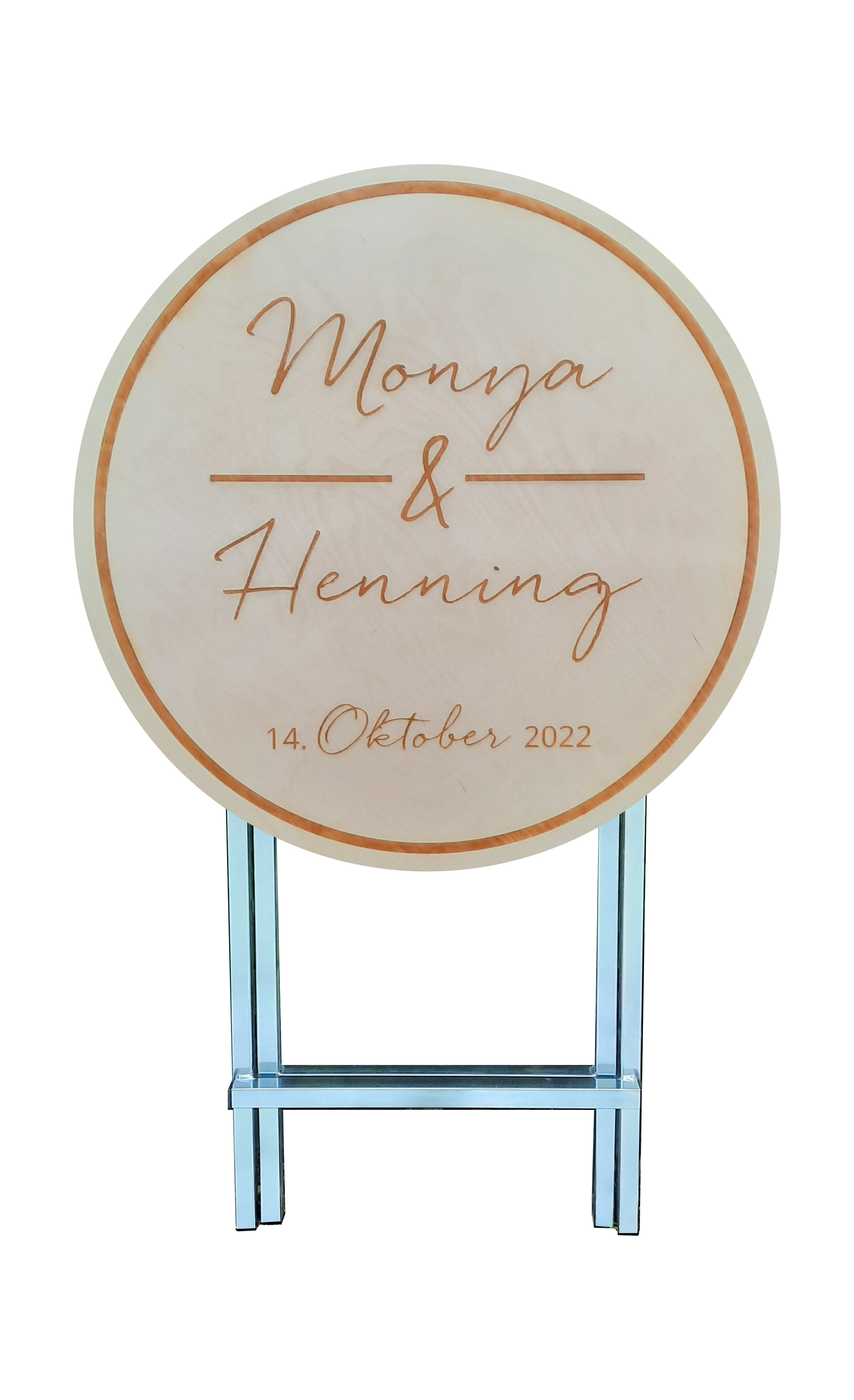 Stehtisch Ø 80 cm Tischplatte aus Birkenholz individuell gestaltbar